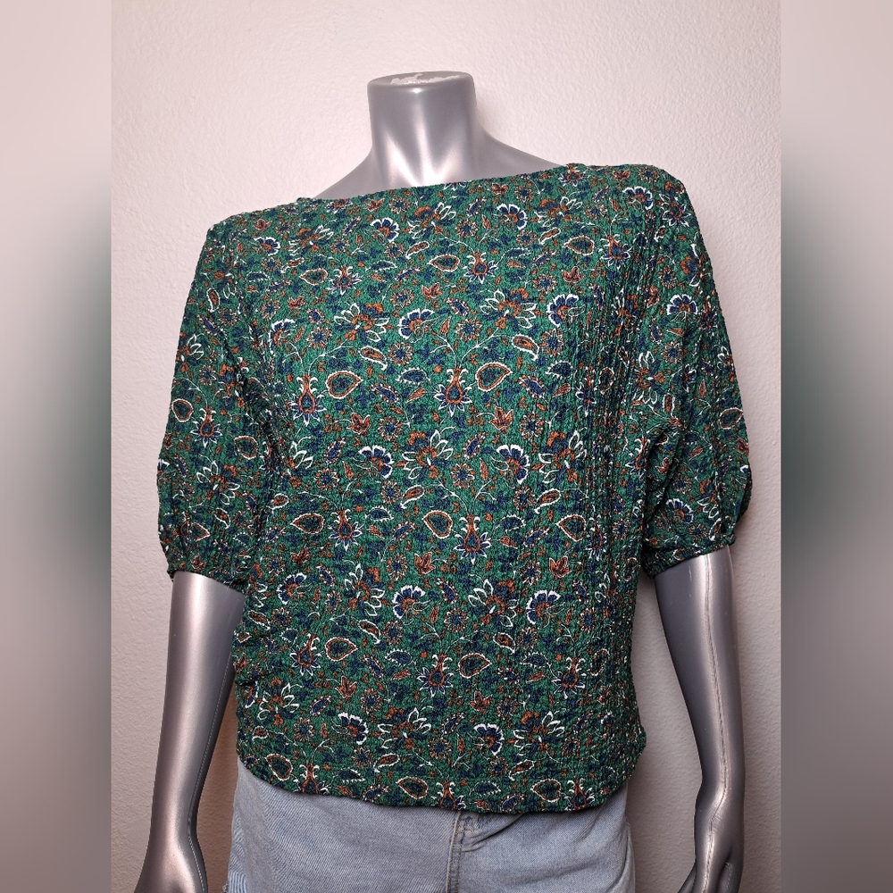 LOFT Green Floral Blouse